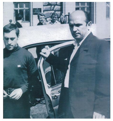 Владимир Высоцкий и Александр Столяров на шахте им. В.М.Бажанова. Макеевка, 25 августа 1970 года